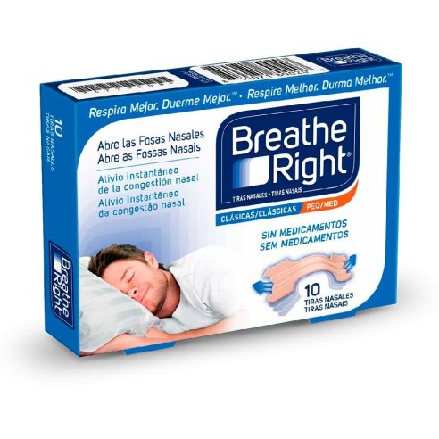 BREATHE RIGHT TIRA NASAL PEQ/MED 10 UND