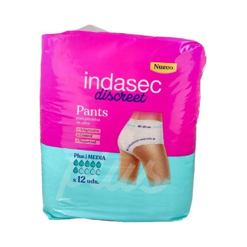 INDASEC PANT PLUS T/MEDIA 12 UNIDADES