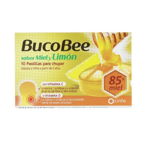 BUCOBEE PASTILLAS PARA CHUPAR  MIEL Y LIMON 10 PASTILLAS