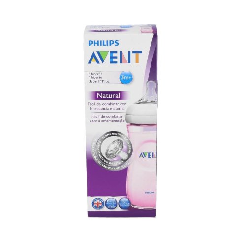 BIBERON PP NATURAL PHILIPS AVENT 330 ML 1 BIBERON ROSA