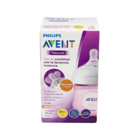 BIBERON PP NATURAL PHILIPS AVENT 125 ML ROSA