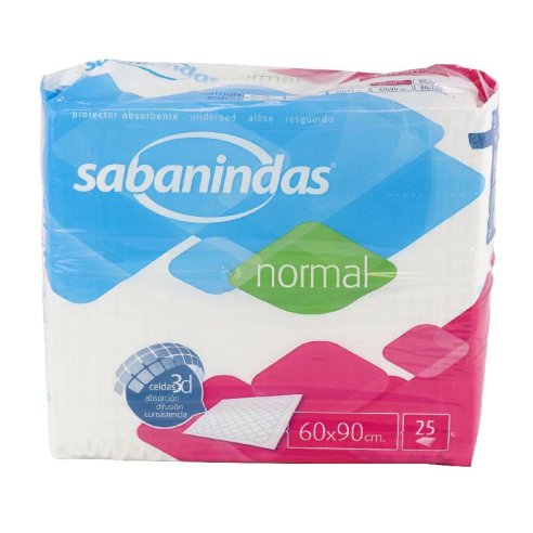 PROTECTOR DE CAMA SABANINDAS ABSORBENTE NORMAL 60 X 90 25 U