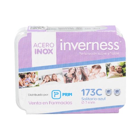 INVERNESS PENDIENTE ACERO INOXIDABLE  173C SOLITARIO AZUL 3 MM
