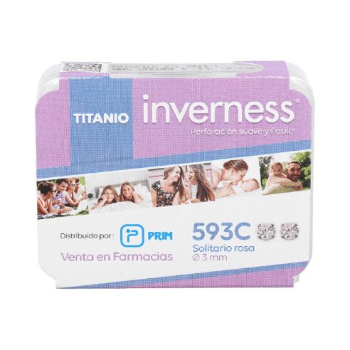 INVERNESS PENDIENTE TITANIO  593C SOLITARIO ROSA 3 MM