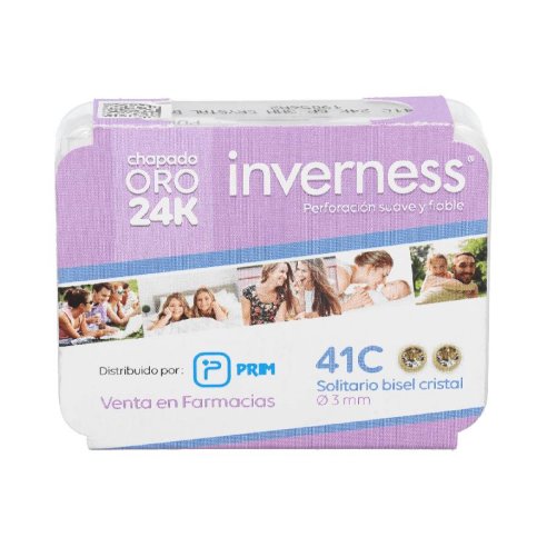 INVERNESS PENDIENTE 24K  41C SOLITARIO BISEL CRISTAL 3 MM