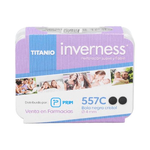 INVERNESS PENDIENTE TITANIO  557C BOLA NEGRA CRISTAL 4 MM