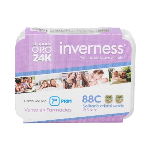 INVERNESS PENDIENTE 24K  88C SOLITARIO CRISTAL VERDE 3 MM