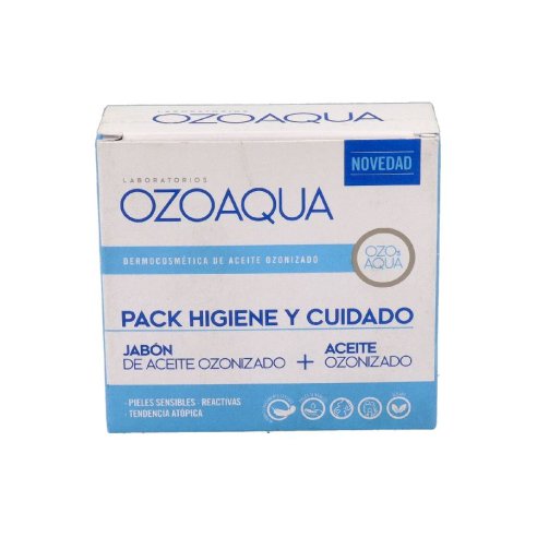 OZOAQUA PACK HIGIENE Y CUIDADO  1 ENVASE 15 ML ACEITE OZONIZADO  1 ENVASE 100 G JABON DE ACEITE