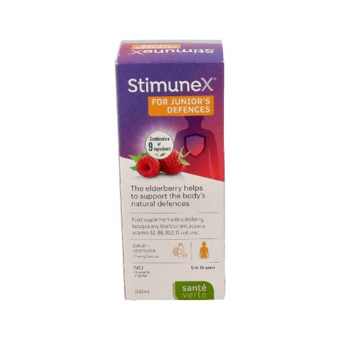 SANTE VERTE STIMUNEX DEFENSAS JUNIOR  1 ENVASE 150 ML SABOR FRAMBUESA