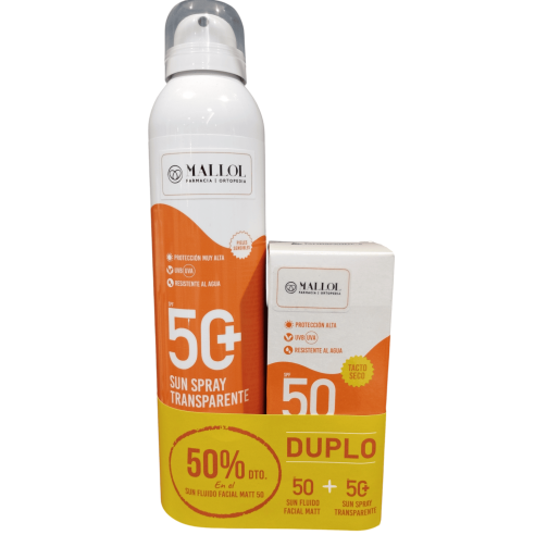 MALLOL PACK SUN SPRAY TRANS  FLUIDO FACIAL MATT 50 DTO