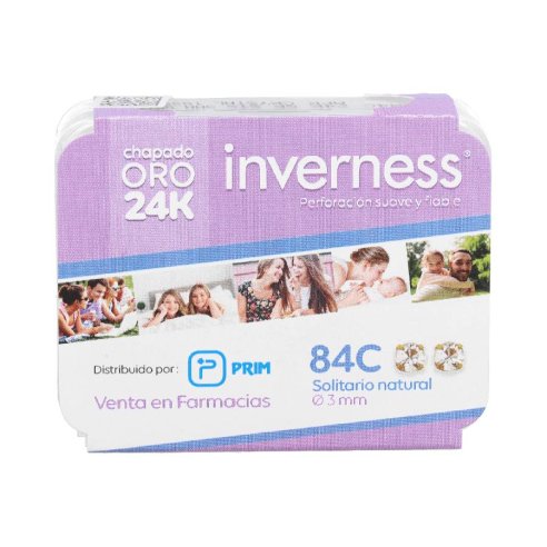 INVERNESS PENDIENTE 24K  84C SOLITARIO NATURAL 3 MM
