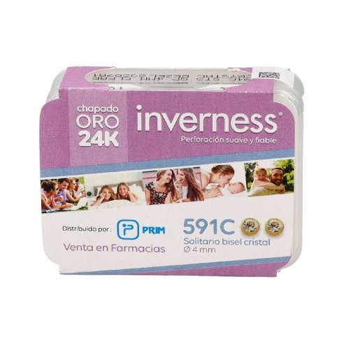 INVERNESS PENDIENTE 24K  591C SOLITARIO BISEL CRISTAL 4 MM