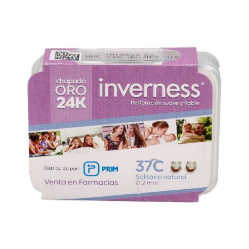 INVERNESS PENDIENTE 24K  37C SOLITARIO NATURAL 2 MM